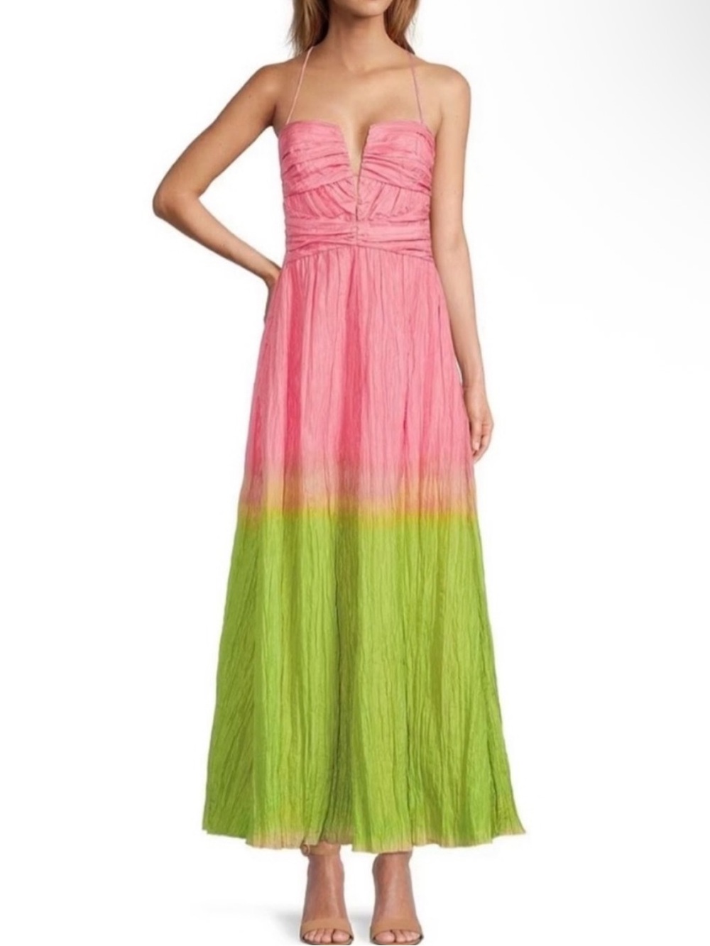 ANTONIO MELANI Pink-to-Green Ombre Maxi Dress